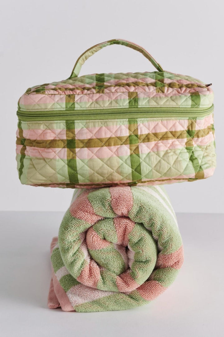 Pistachio Tartan Quilted Cotton Toiletry Case One Size