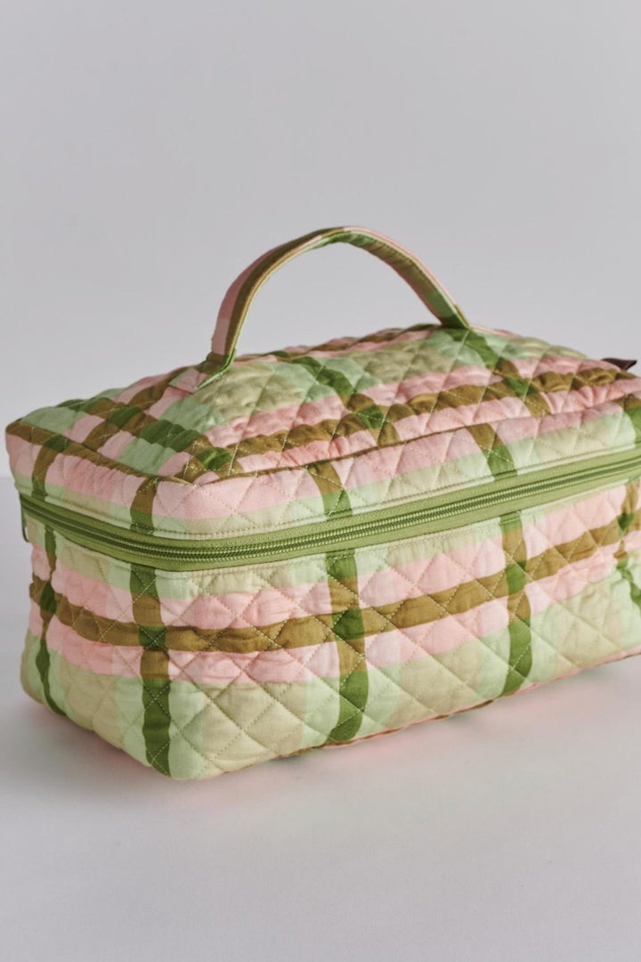 Pistachio Tartan Quilted Cotton Toiletry Case One Size