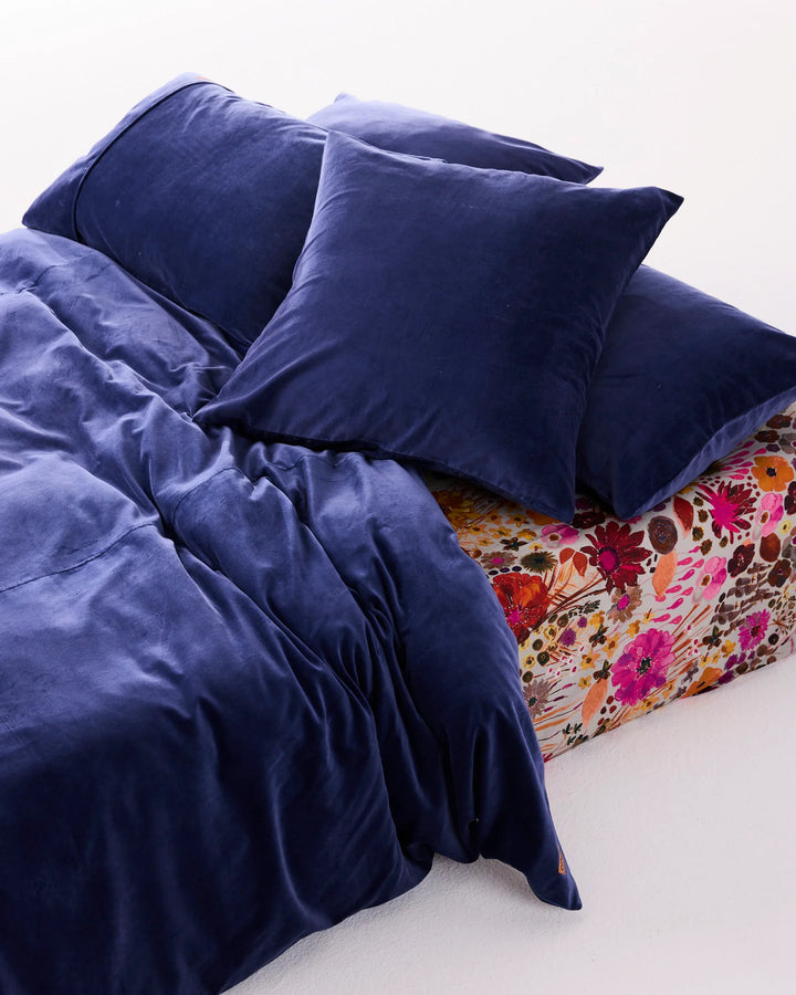 Navy Velvet European Pillowcases 2P Set