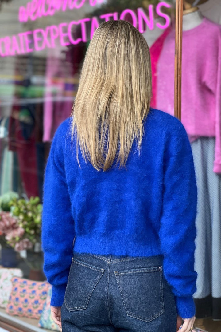 COBALT BLUE CROPPED CARDIGAN