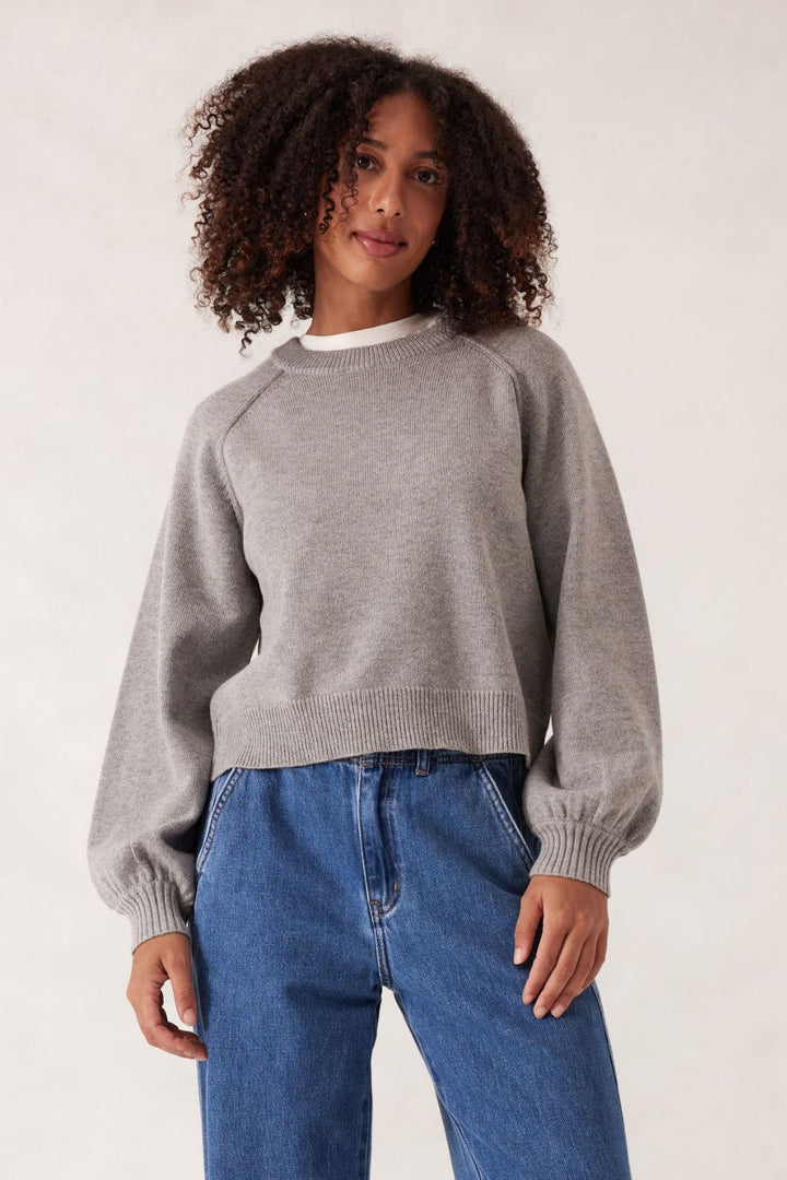 Soft Knit Raglan Crew - Grey Marle