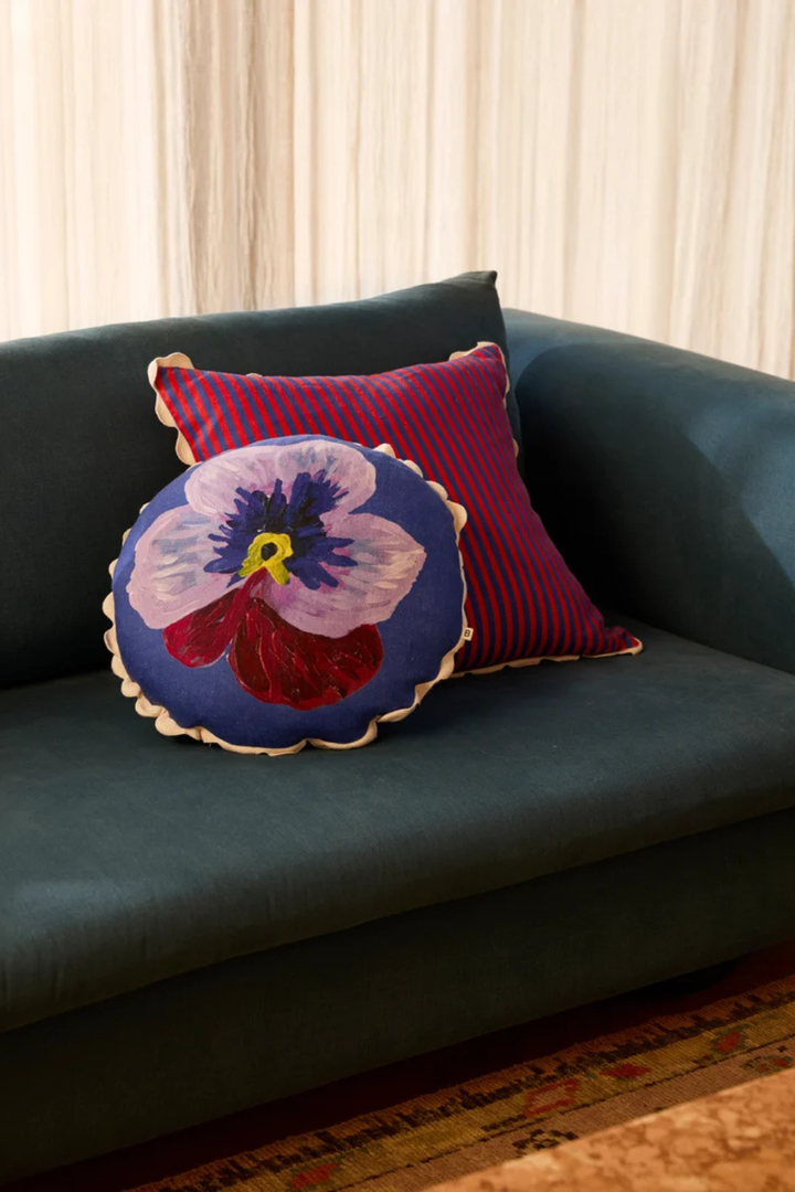 Pansy Klein Blue Linen Cushion