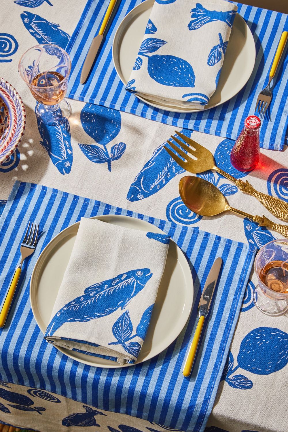 Sardines Blue Tablecloth - Size: Medium 250cm x 170cm