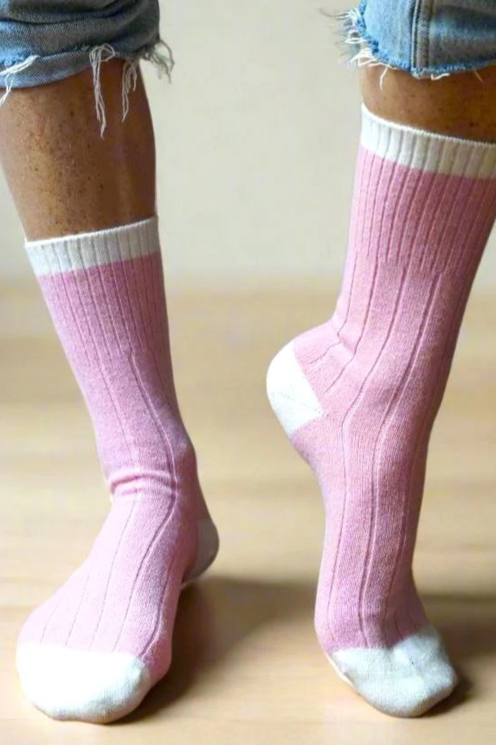 KLUE Merino Wool socks with Bands - Pink & White