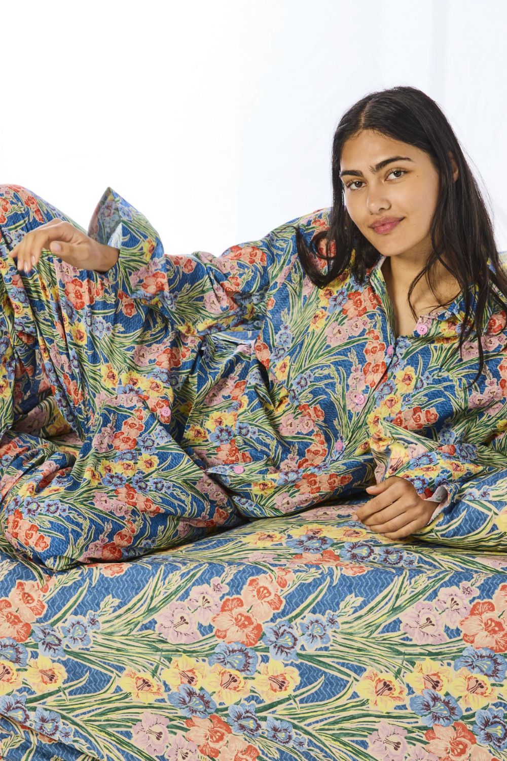 Kip&Co x Anna Spiro Gladiolus Adult Organic Cotton Long Sleeve Shirt & Pant Pyjama Set