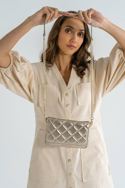 Sarah Crossbody - Quilted Gold
