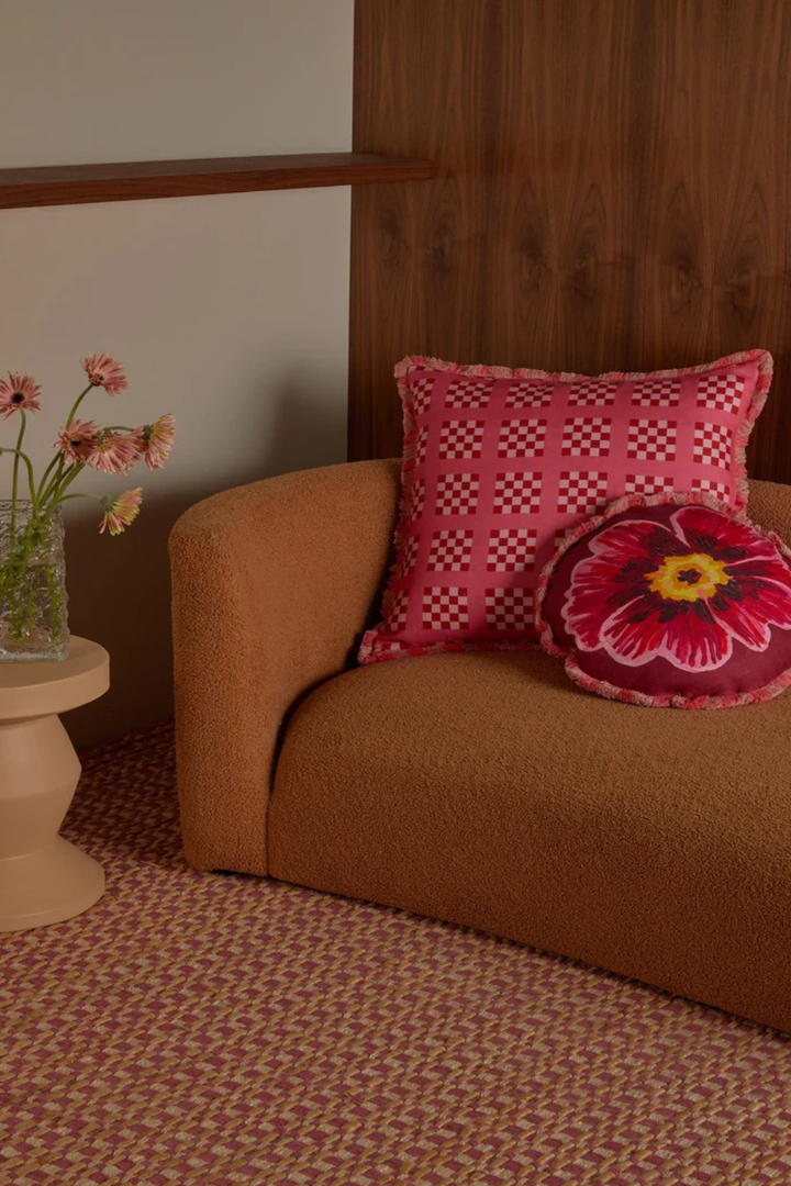 Floriana Pink Linen Cushion
