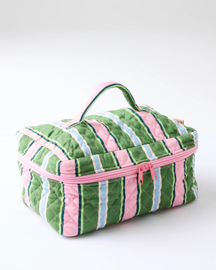 Cactus Stripe Quilted Cotton Toiletry Case