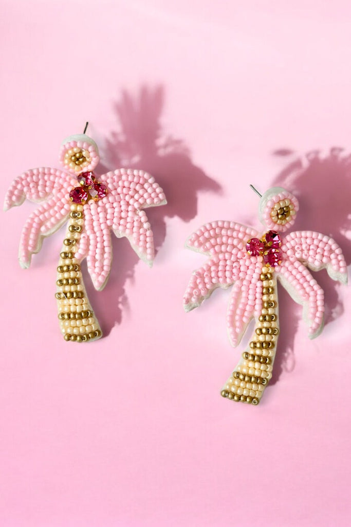 Palm Tree Earrings (Pink) – Crate Expectations
