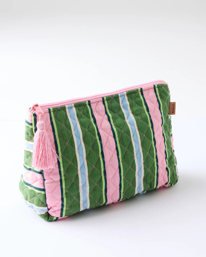 Cactus Stripe Quilted Cotton Toiletry Purse