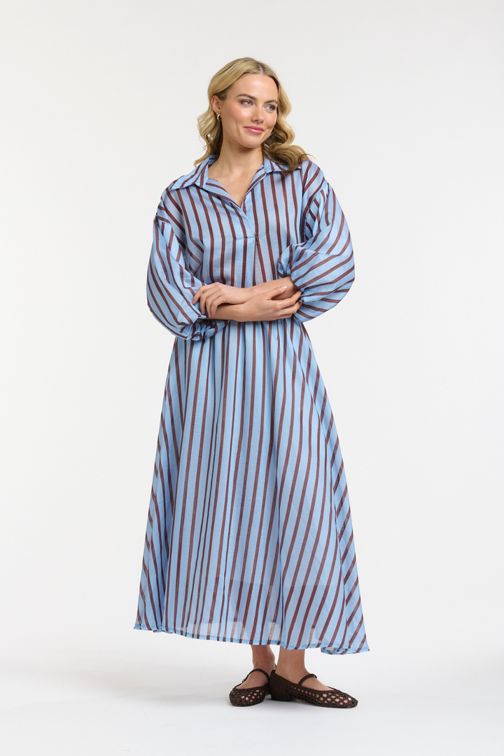 STRIPED MIDI SKIRT BLUE/BERRY