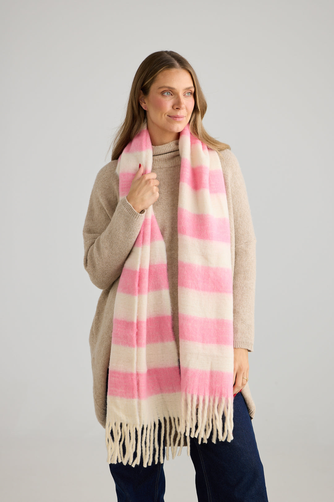 Malibu Scarf -Pink/ Cream