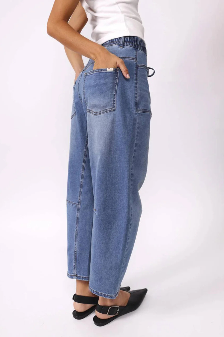Leo Barrel Jeans - Blue Denim