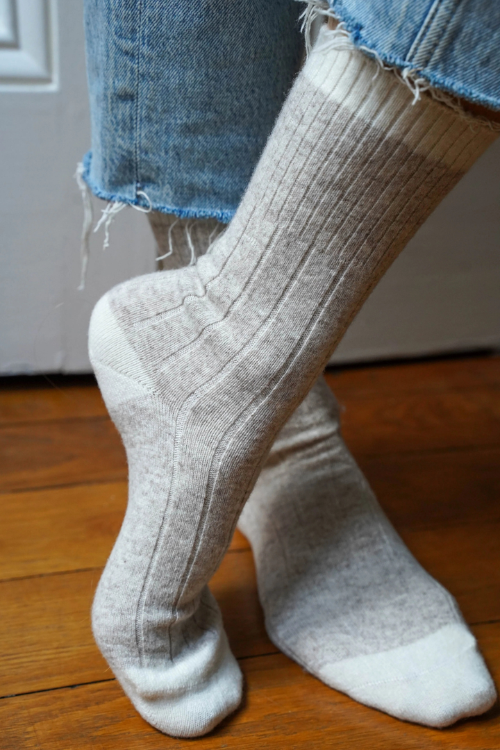 KLUE Merino Wool socks with Bands -  Sand & White