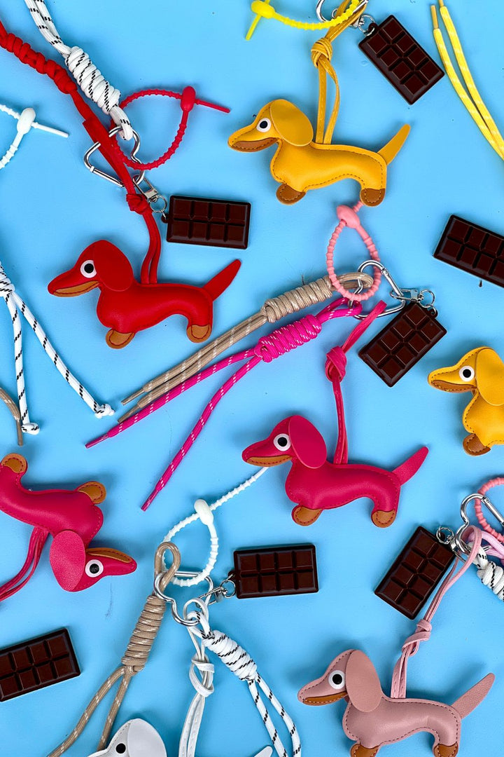 Puppy and Chocolate Charm Keyring Yellow
