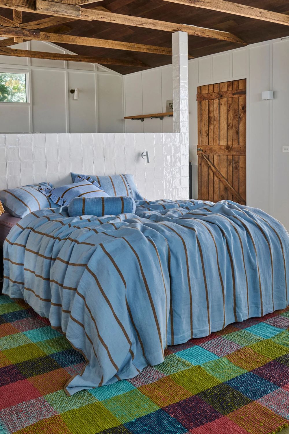 Como Stripe Linen Quilt Cover