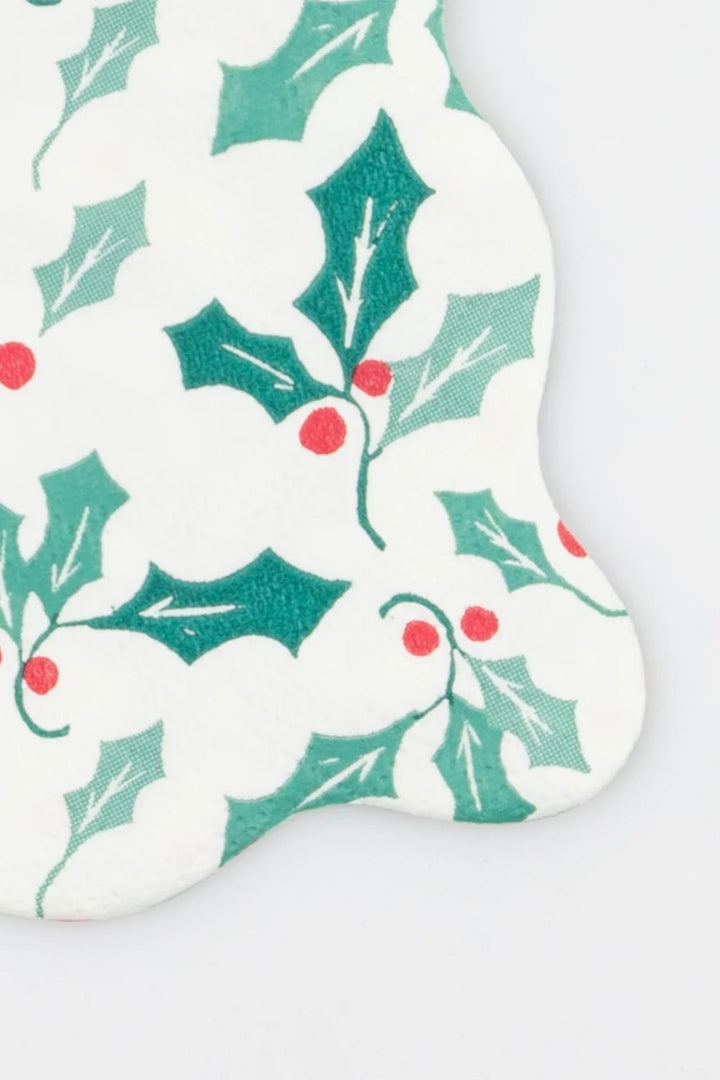 HOLLY PATTERN SMALL NAPKINS PACK OF 16