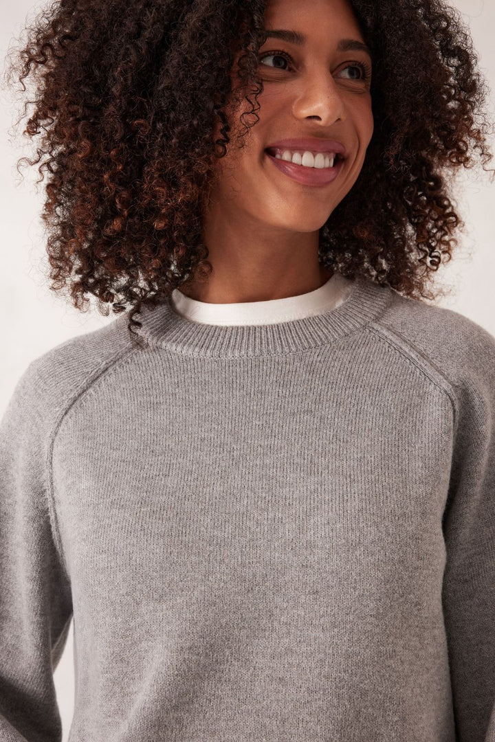 Soft Knit Raglan Crew - Grey Marle