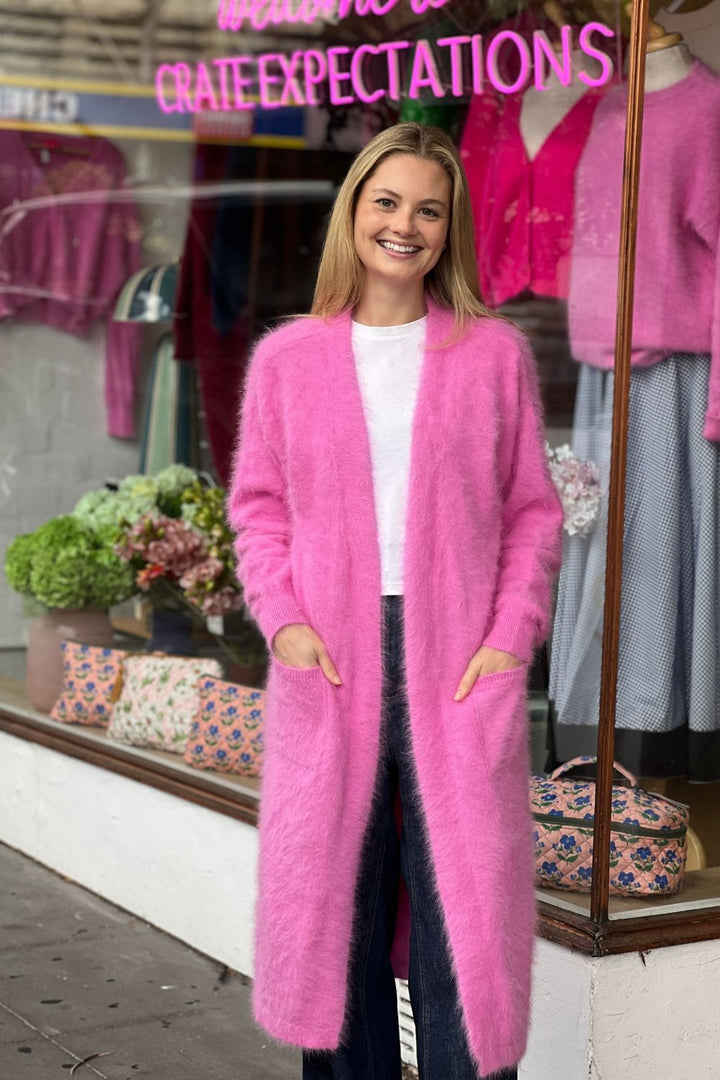 BUBBLEGUM PINK LONG CARDIGAN