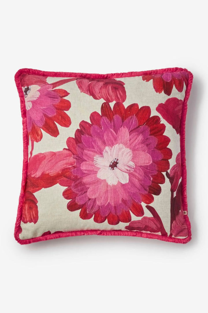 Dahlia Pink Linen Cushion