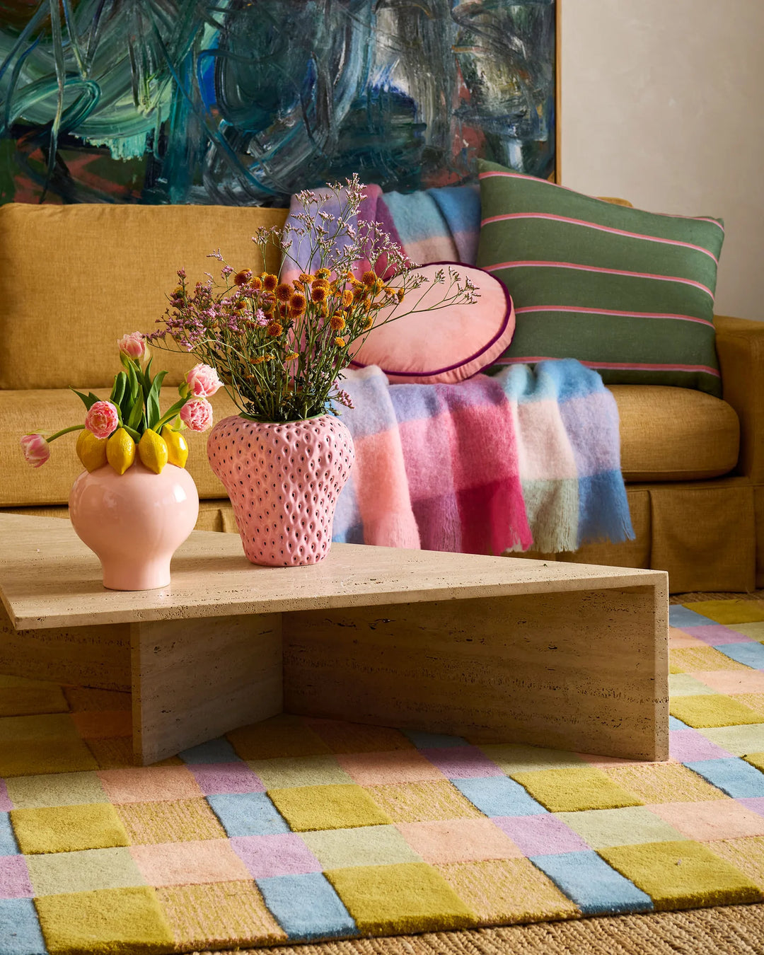 Wakame Crush Stripe Upholstery Square Lounge Cushion