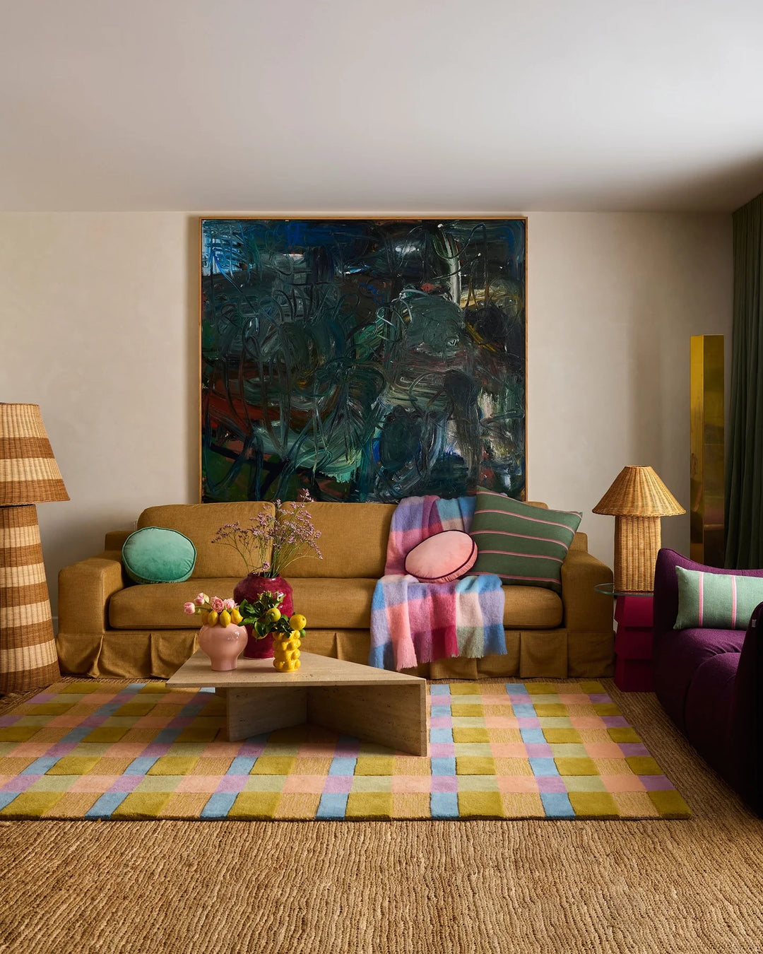 Wakame Crush Stripe Upholstery Square Lounge Cushion