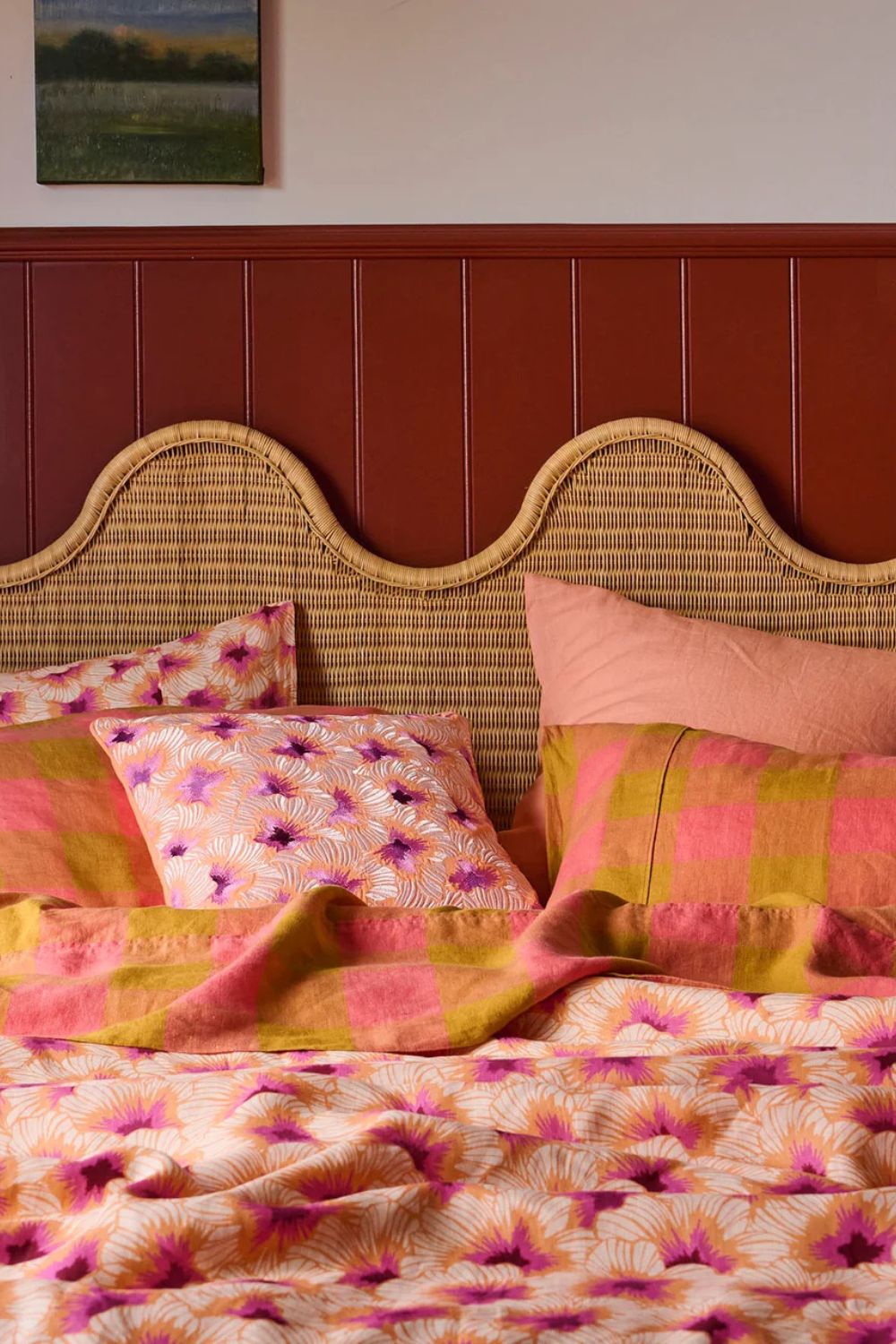 Hibiscus Peach Linen Pillowcases - Standard 2P