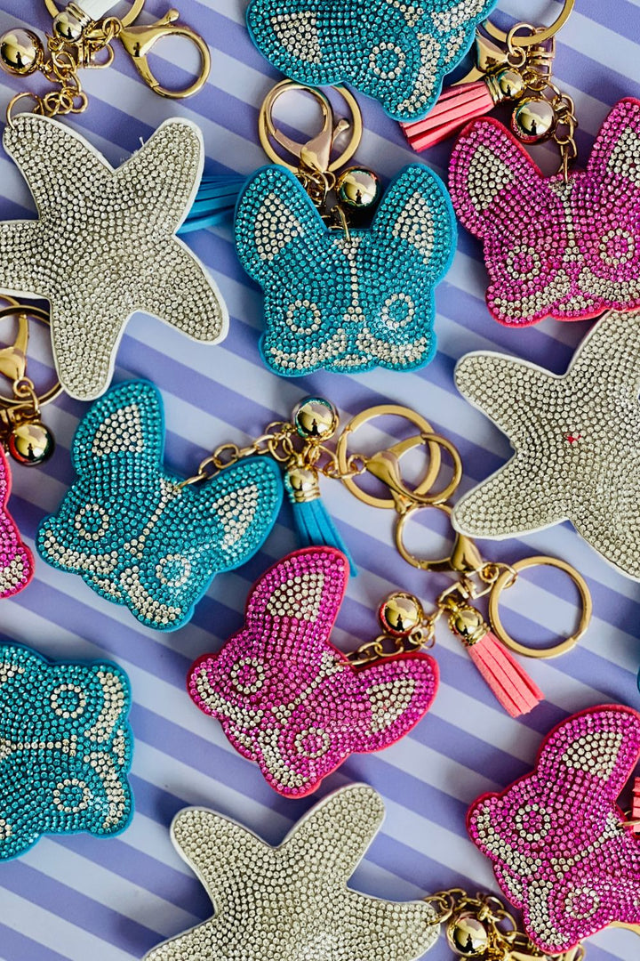 Bedazzled Sparkle Pug Keyring-Pink