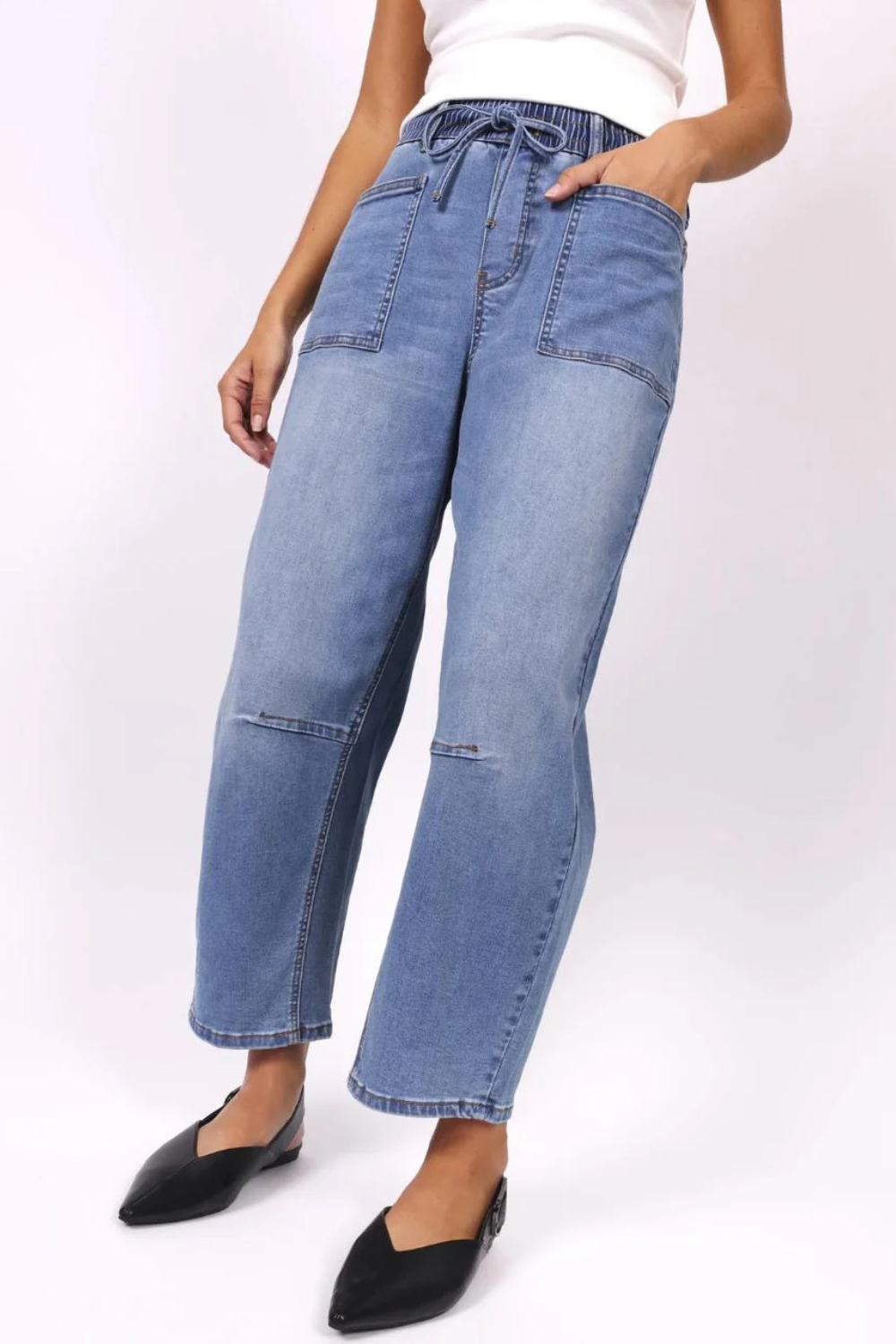 Leo Barrel Jeans - Blue Denim