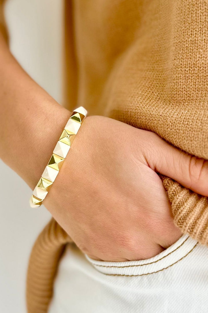 Stud bracelet - Gold and Cream