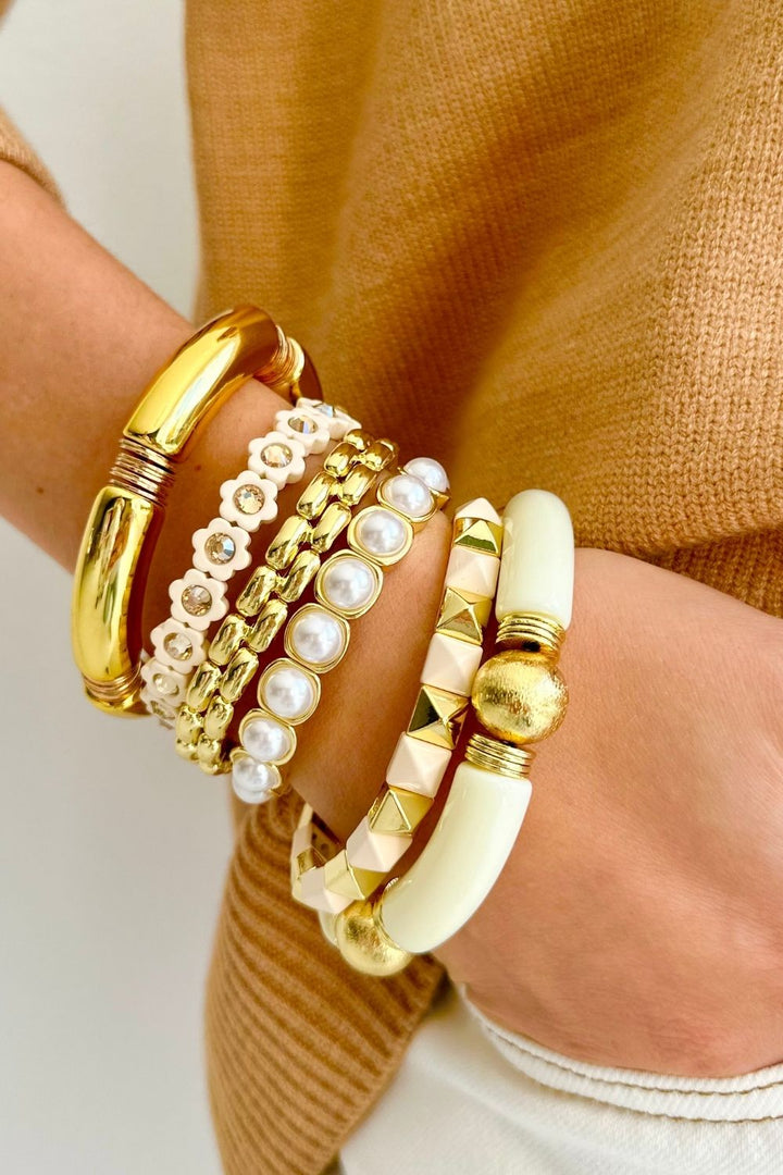 Stud bracelet - Gold and Cream