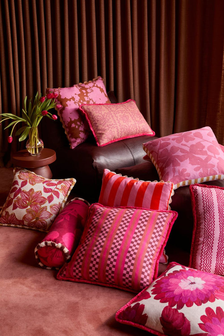 Dahlia Pink Linen Cushion