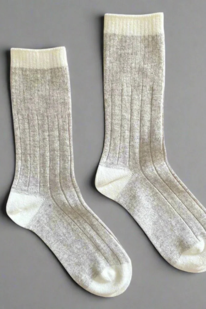 KLUE Merino Wool socks with Bands -  Sand & White