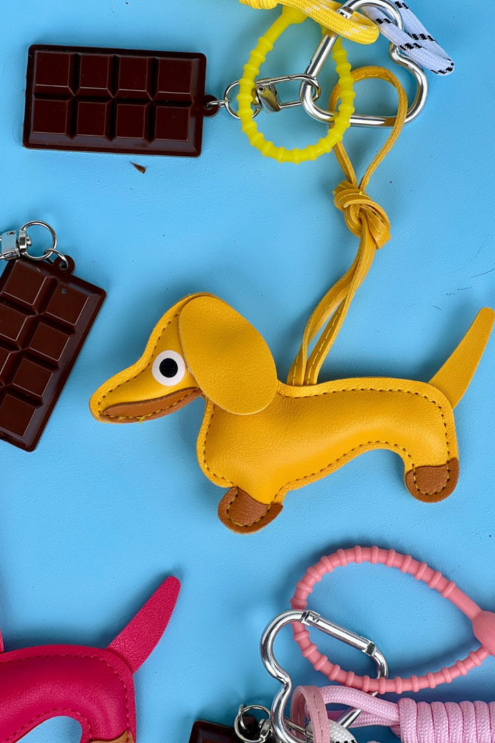 Puppy and Chocolate Charm Keyring Yellow