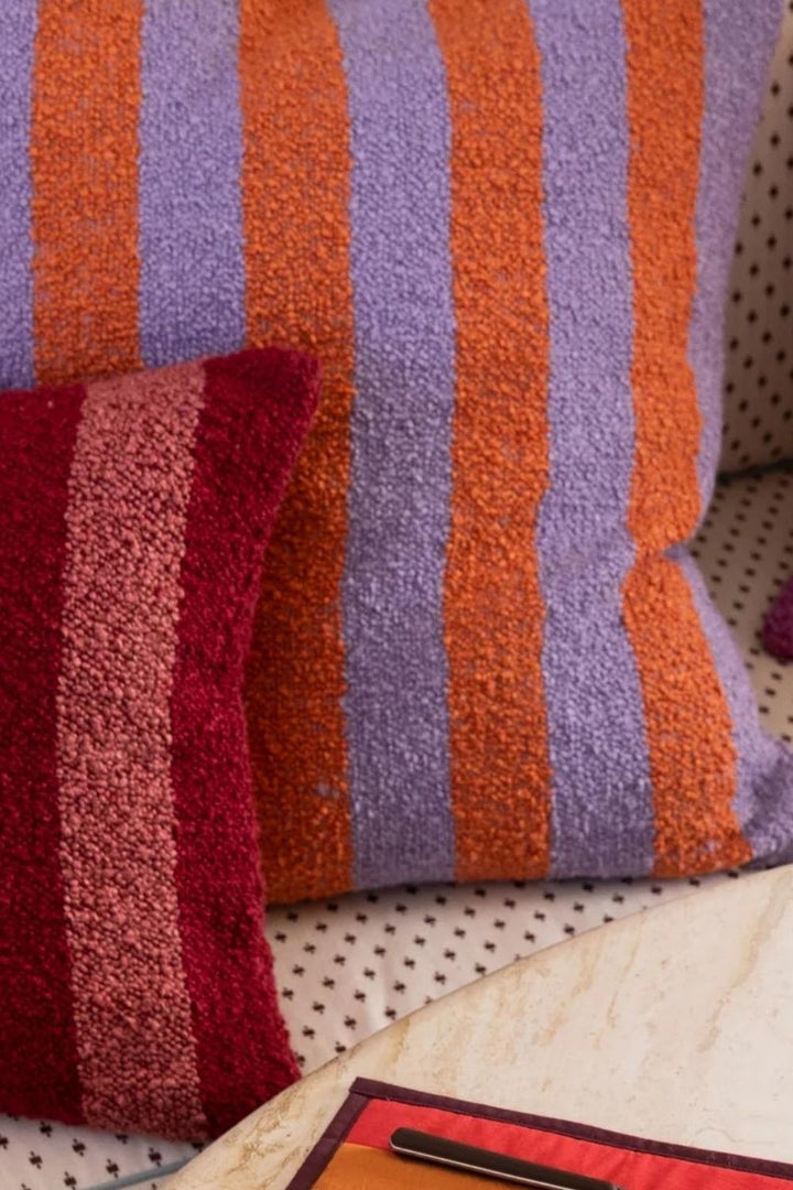 Boucle Stripe Orange Lilac Cushion