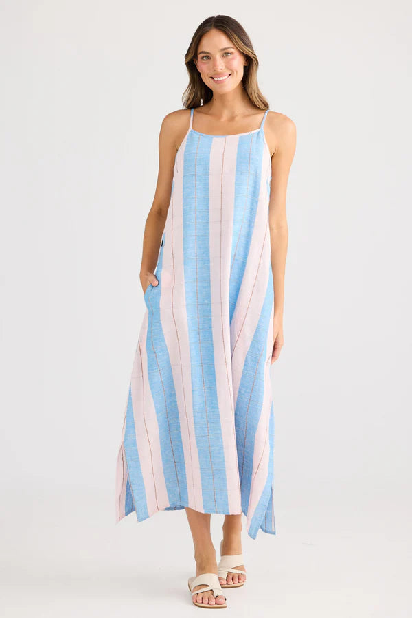 Cliffside Maxi Dress - Blue Multi Stripe