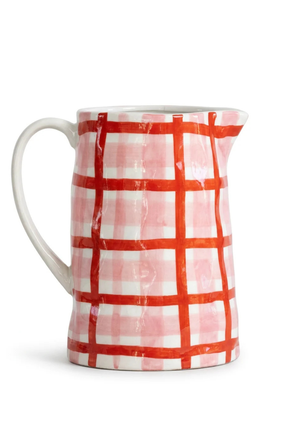 Medium Ceramic Jug | Rose Pink & Red Gingham