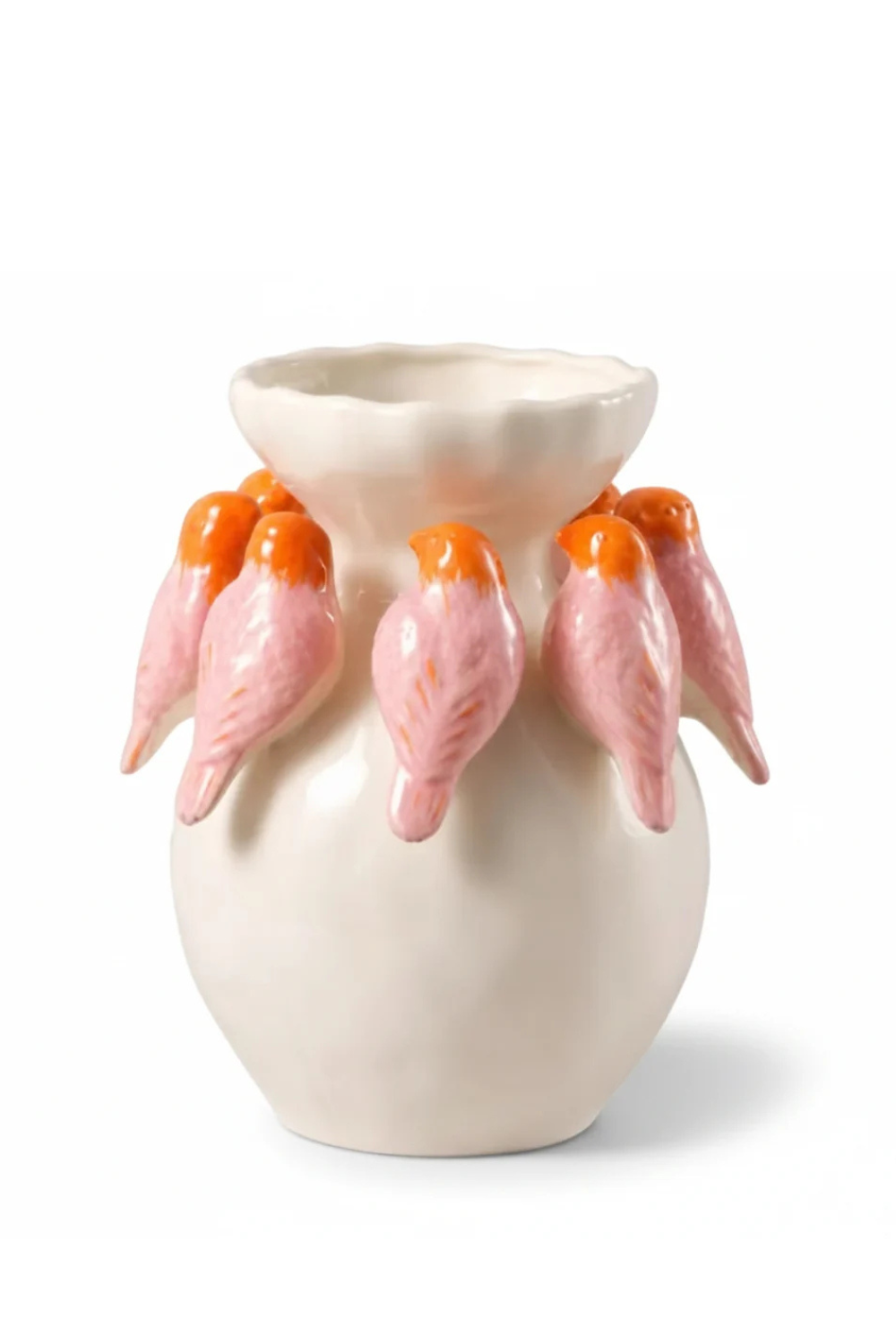 Pink and Orange Bird Vase