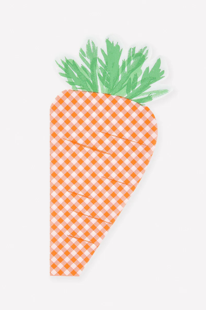 Gingham Carrot Napkins 16 Pack