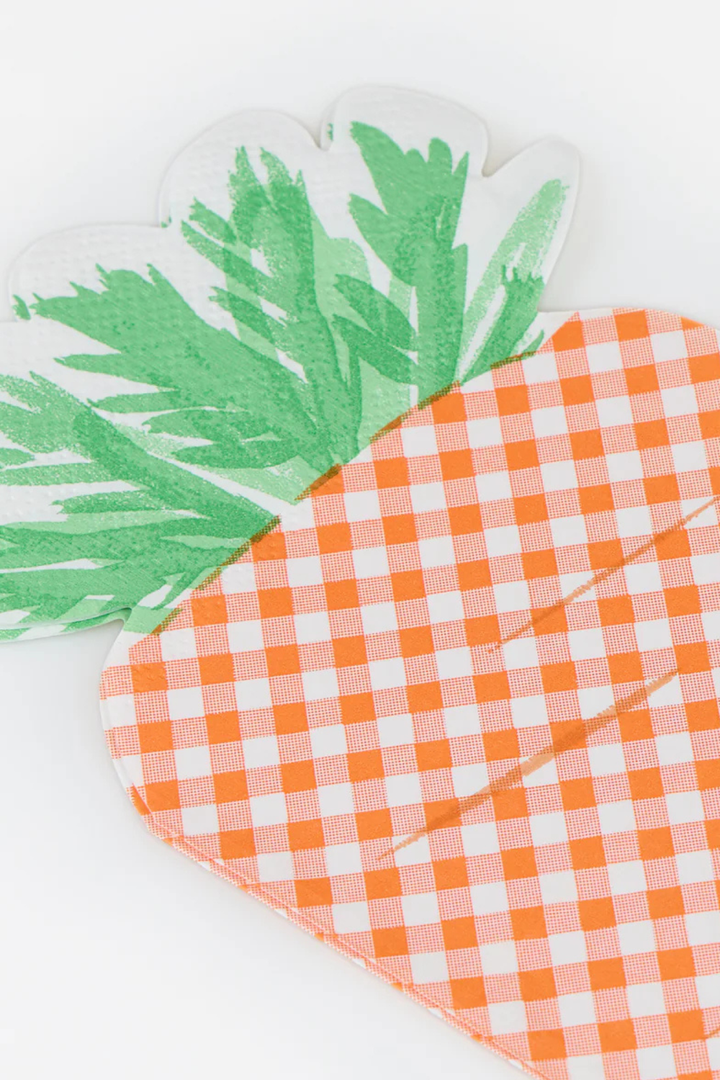 Gingham Carrot Napkins 16 Pack