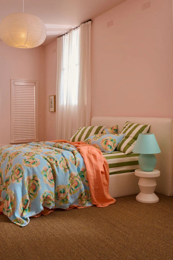 MOSS STRIPE LINEN PILLOWCASES EURO 2P