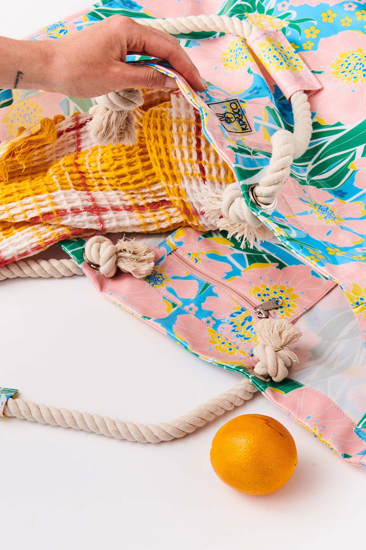 Tumbling Flowers Beach Bag