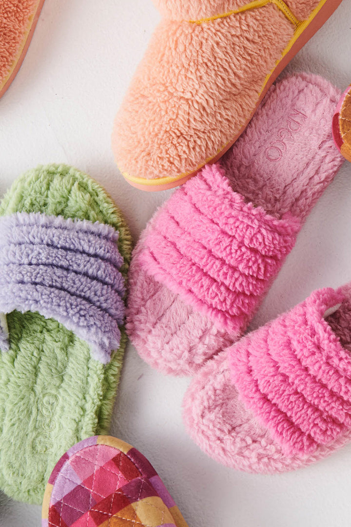 KIP & CO | Quilted Sherpa Slippers - MINT GELATO