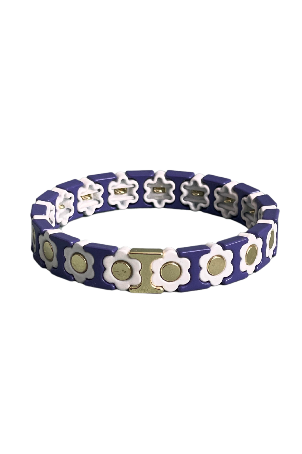 Daisy chain bracelet - Purple/white/gold