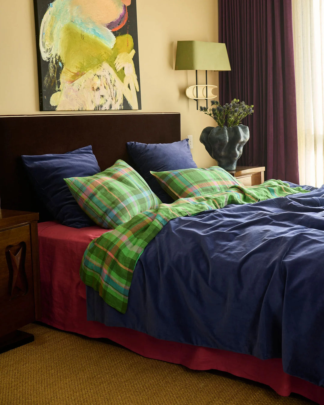 Navy Velvet European Pillowcases 2P Set