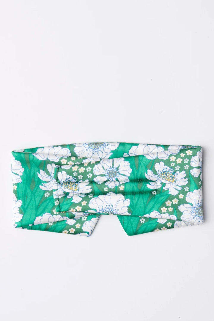 Tumbling Flowers Green Block out Silk Eye Mask one size
