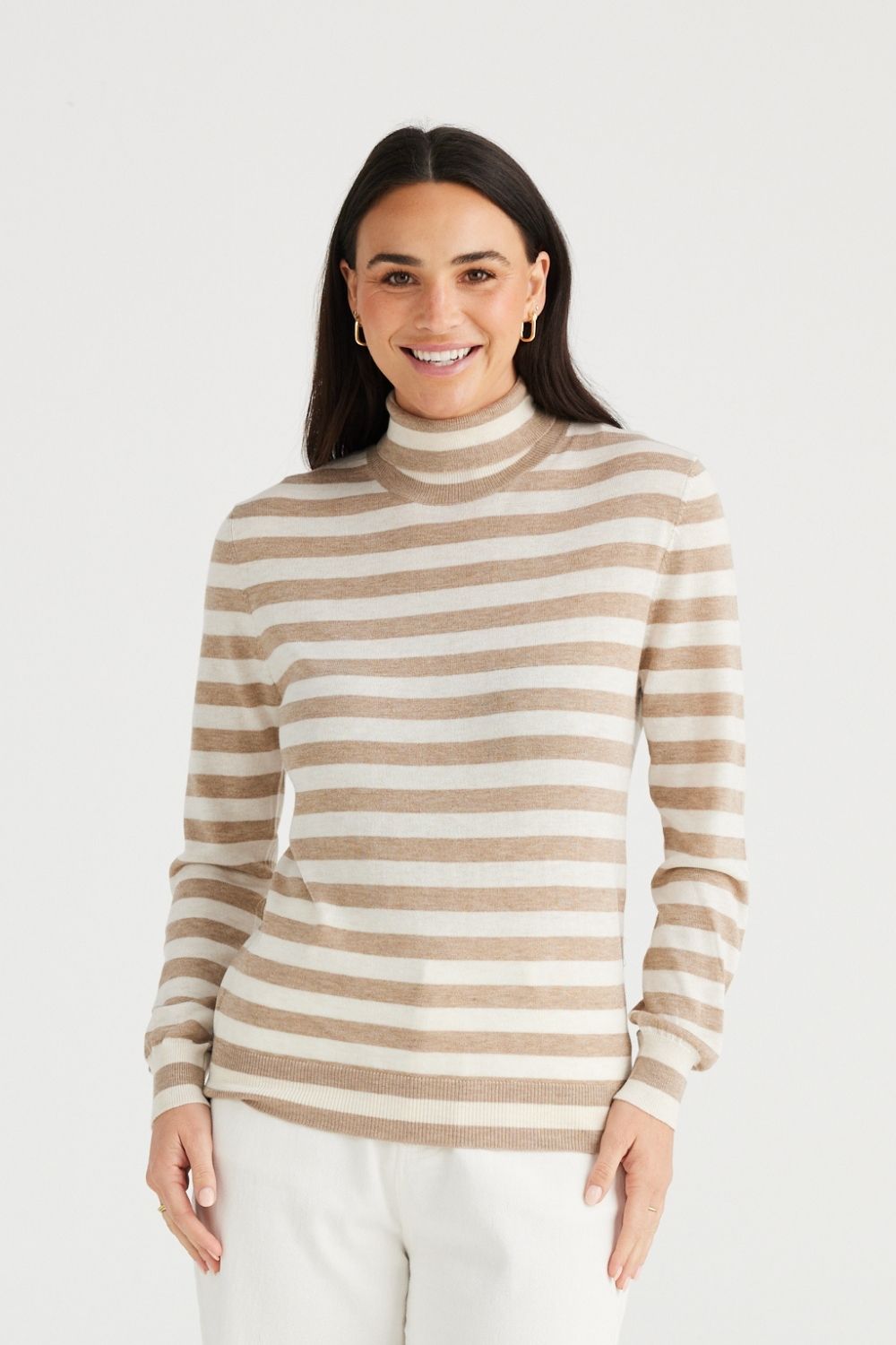 Quinn Knit Taupe & White