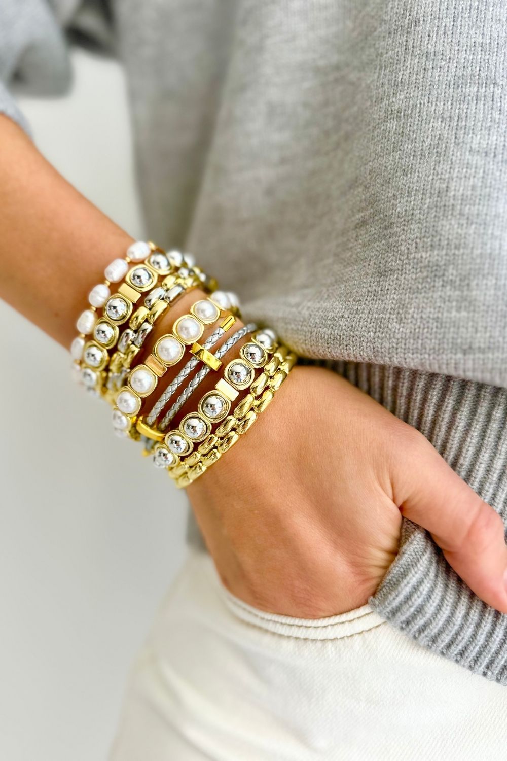 Stirling bracelet - Gold and Pearl