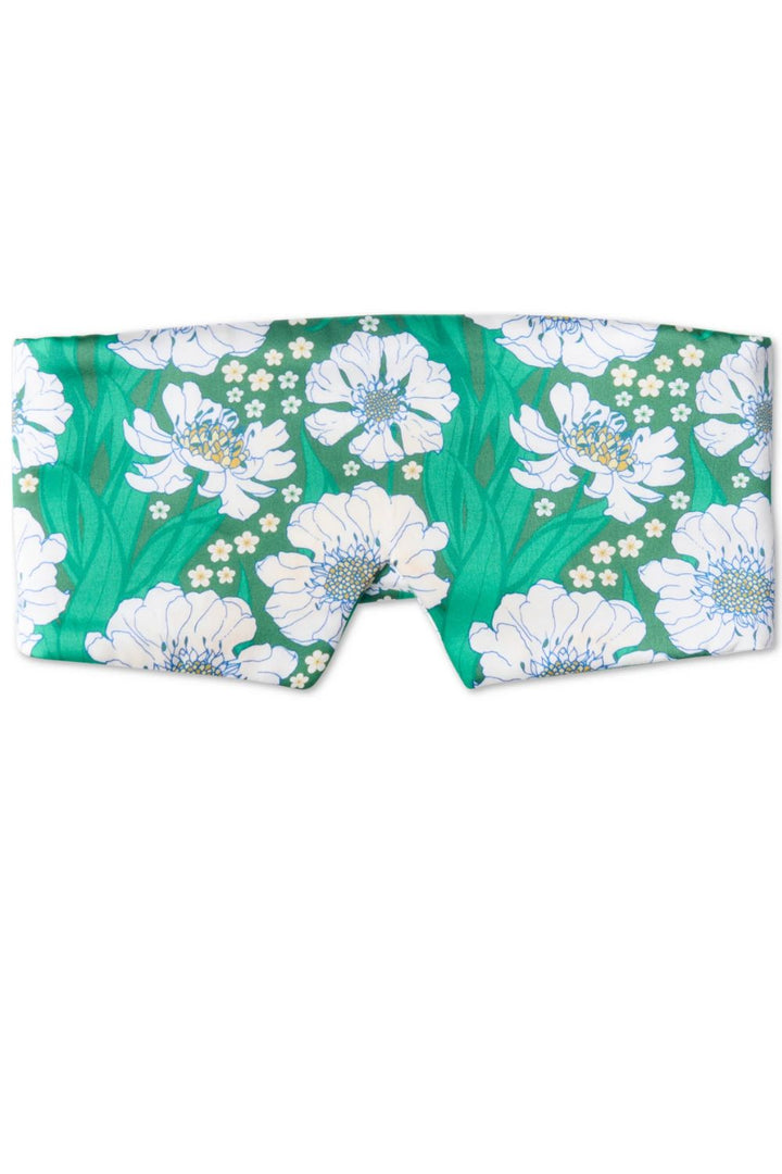 Tumbling Flowers Green Block out Silk Eye Mask one size