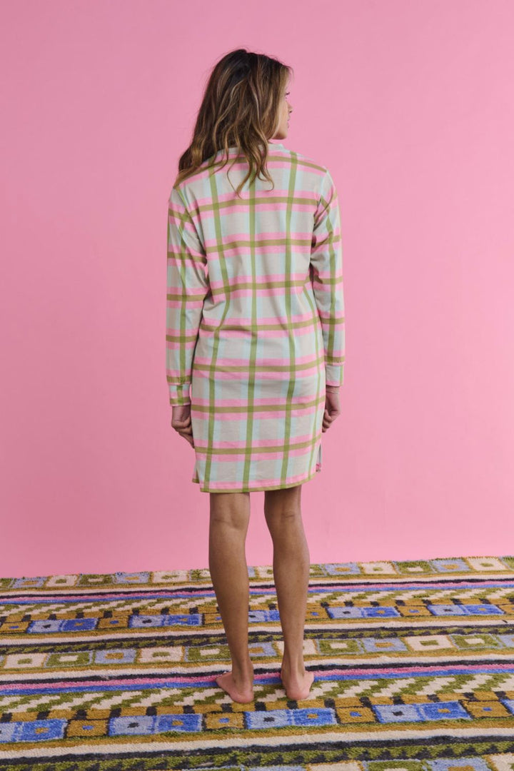 Pistachio Tartan Organic Cotton Long Sleeve Nightie